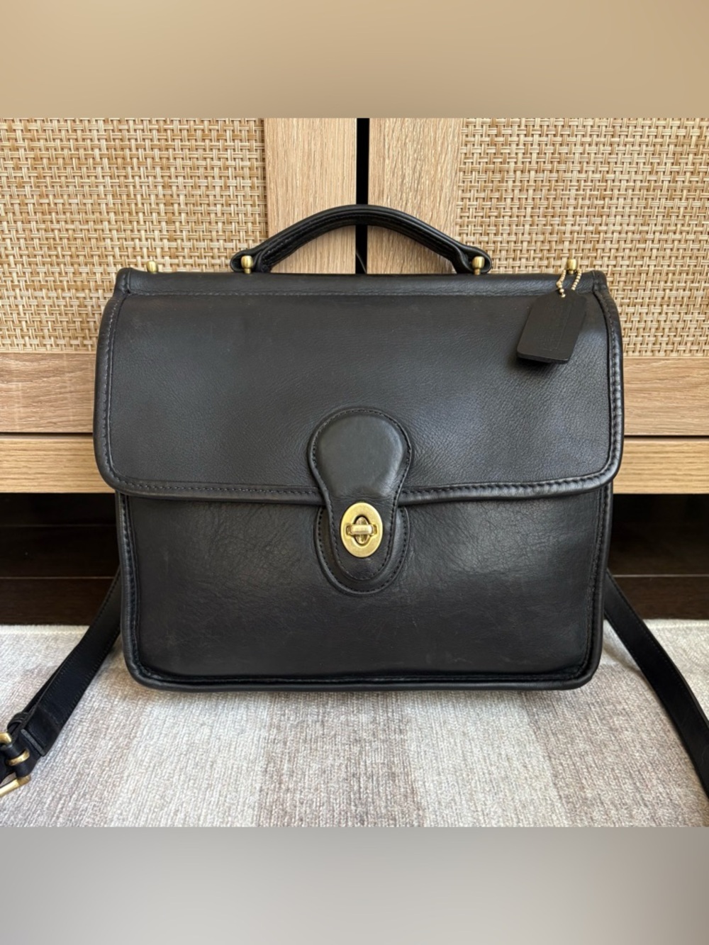 COACH Vintage Willis Black Leather Crossbody Shoulder Satchel Bag 9927 *READ*